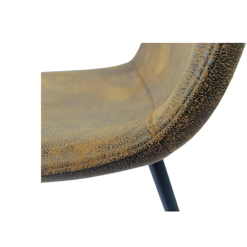 Chaise de salle à manger « Spoon Back » style Mid-Century avec assise rembourrée, pieds en métal noir, gris-brun