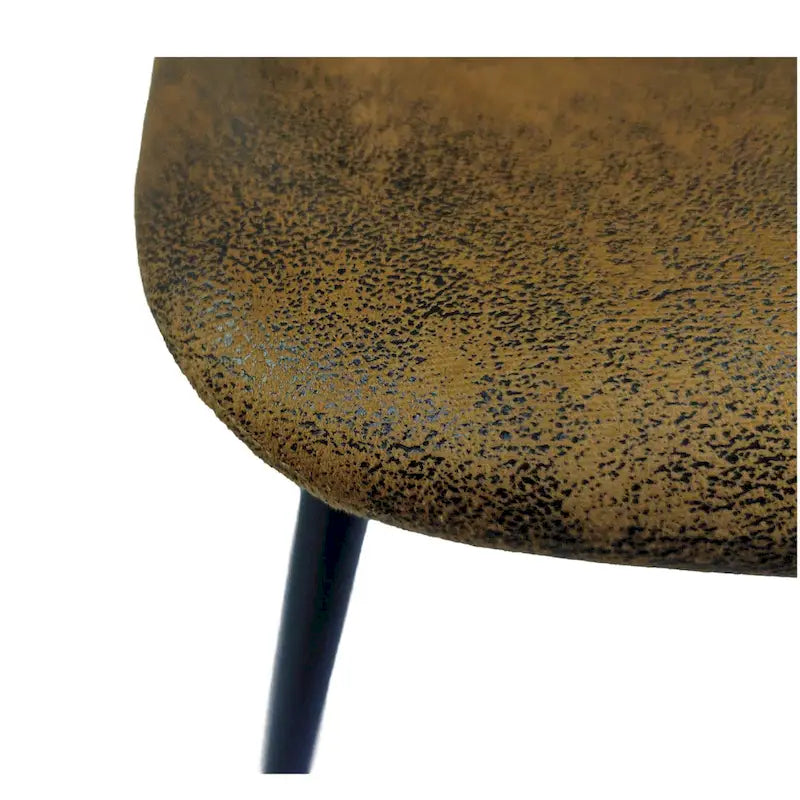 Chaise de salle à manger « Spoon Back » style Mid-Century avec assise rembourrée, pieds en métal noir, gris-brun