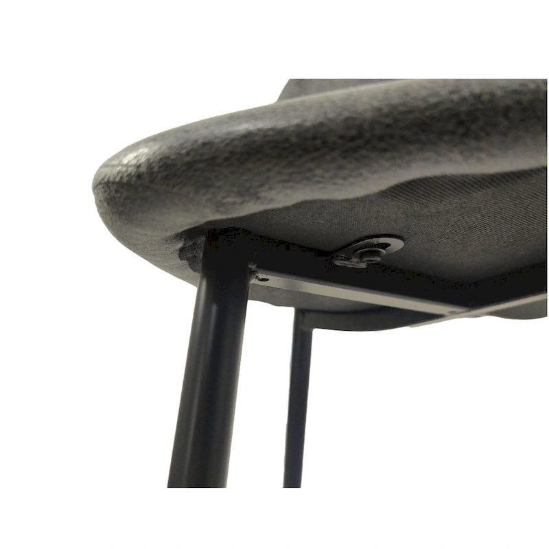 Chaise de salle à manger « Spoon Back » style Mid-Century avec assise rembourrée, pieds en métal noir, gris-brun
