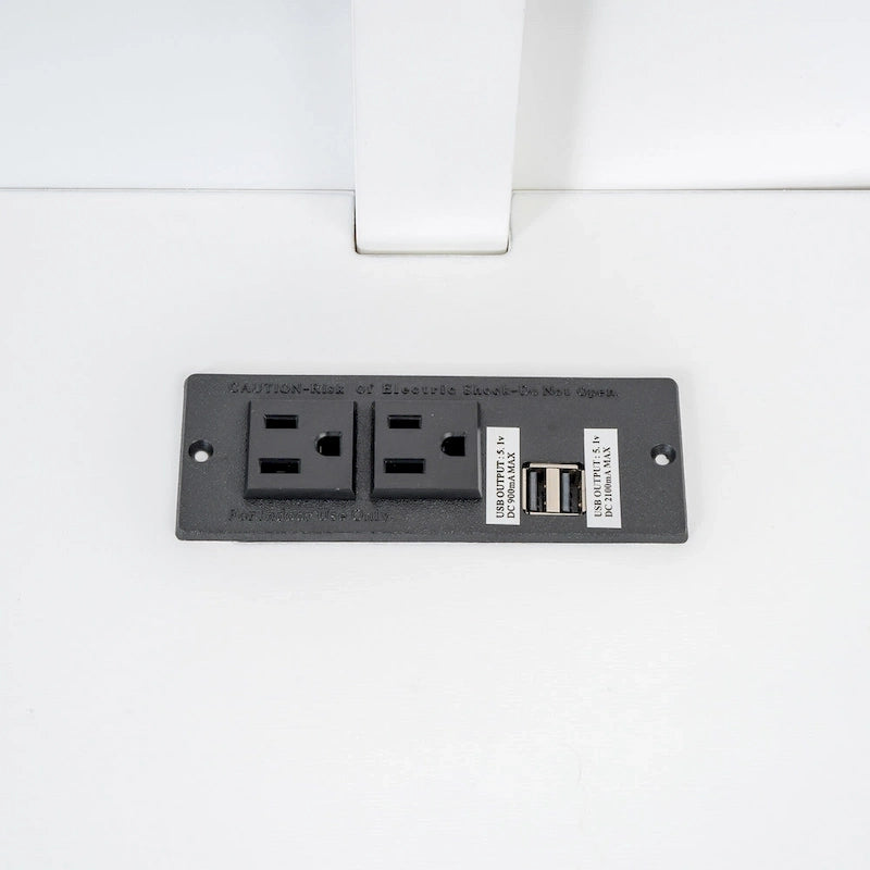 Lit de repos double avec lumières LED, chargement USB et étagères de rangement en blanc