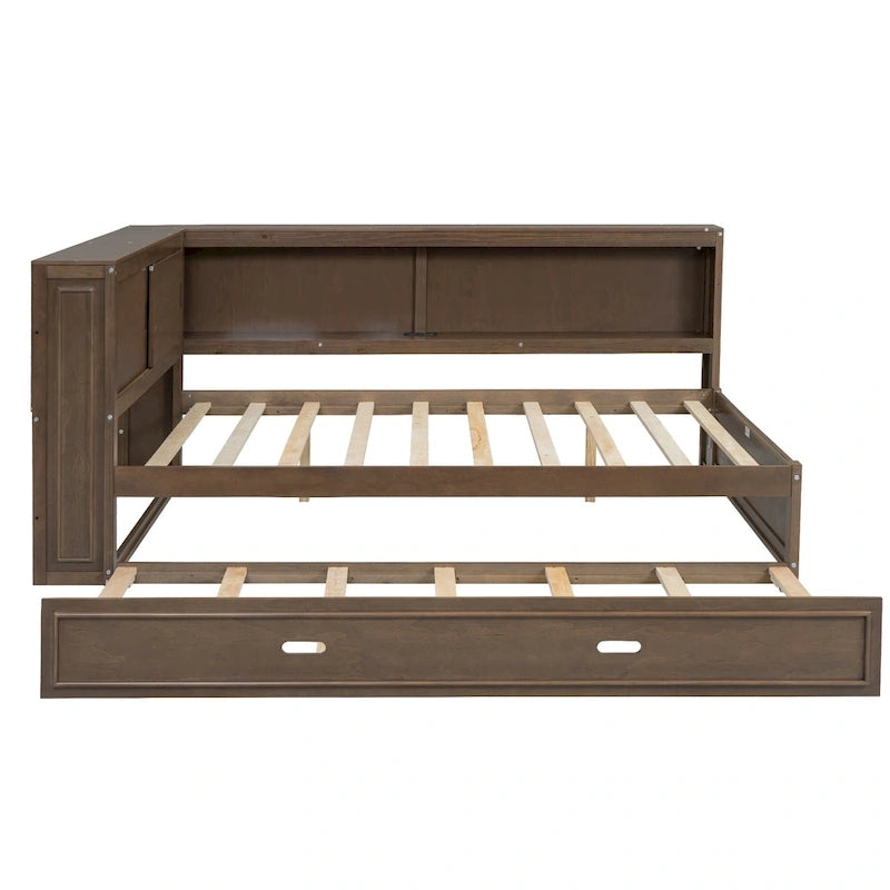 Lit de repos double avec lumières LED, chargement USB et étagères de rangement en blanc