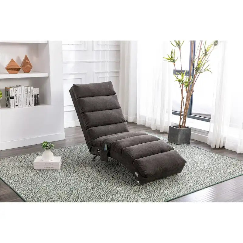 Chaise longue inclinable en lin avec fonction massage