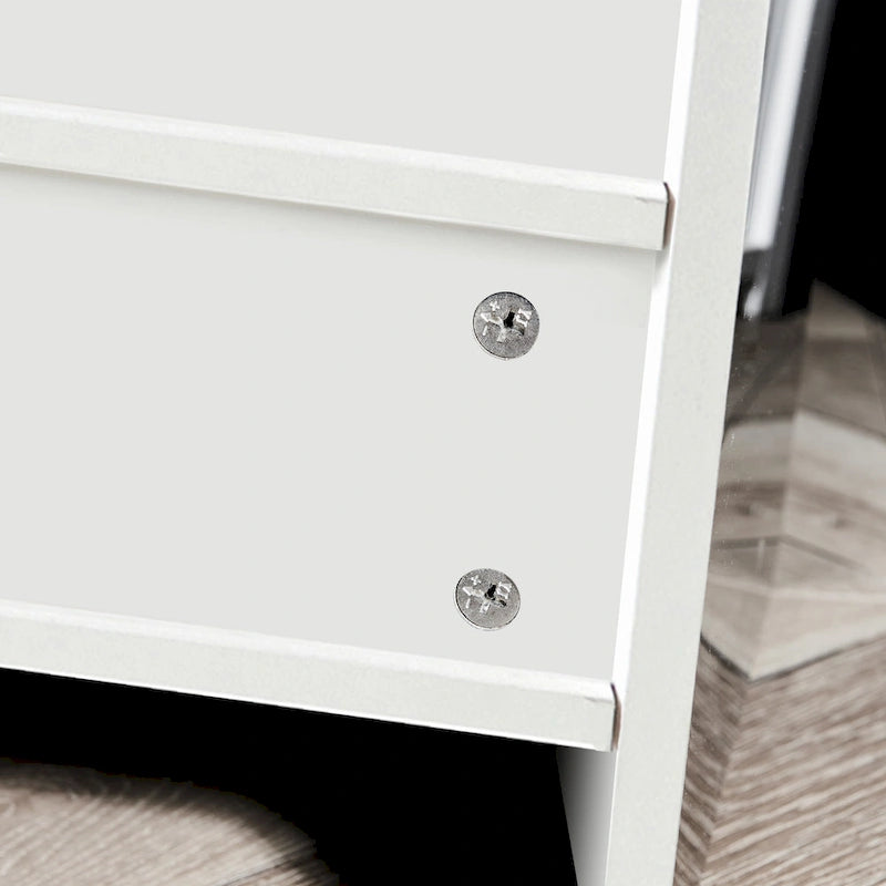 Meuble de rangement buffet 3 portes avec LED, finition brillante, étagère ouverte, blanc gris noir