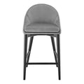 Tabouret de comptoir rembourré à dossier arrondi et pieds noirs mats, beige