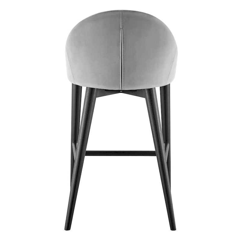 Tabouret de comptoir rembourré à dossier arrondi et pieds noirs mats, beige