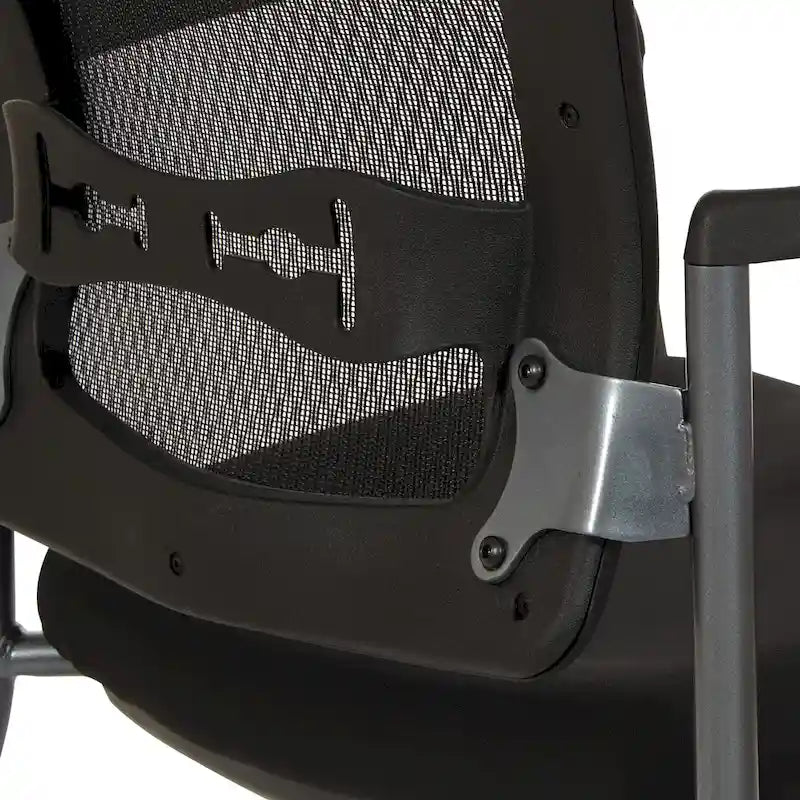 Chaise visiteur empilable en maille noire avec support lombaire et roulettes