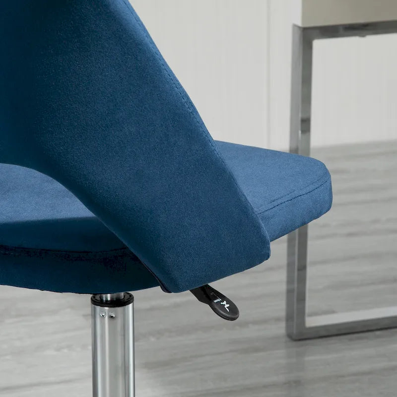 Chaise de bureau pivotante sans accoudoirs en velours à dossier moyen, hauteur réglable, rose