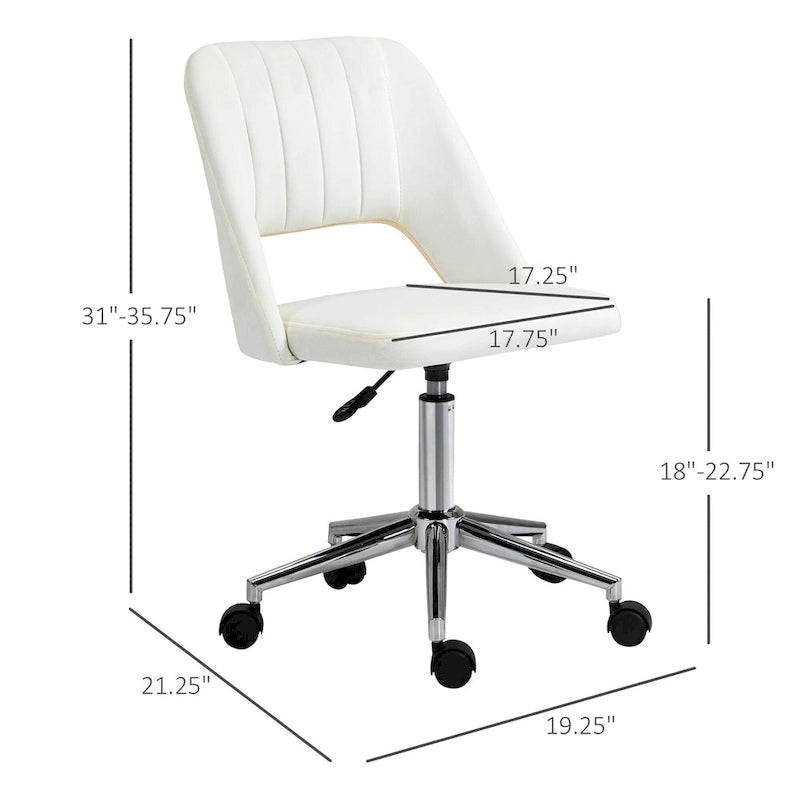 Chaise de bureau pivotante sans accoudoirs en velours à dossier moyen, hauteur réglable, rose