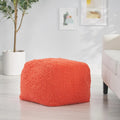 Pouf moderne en chenille microfibre avec housse amovible Jaune corail Lavande Anthracite