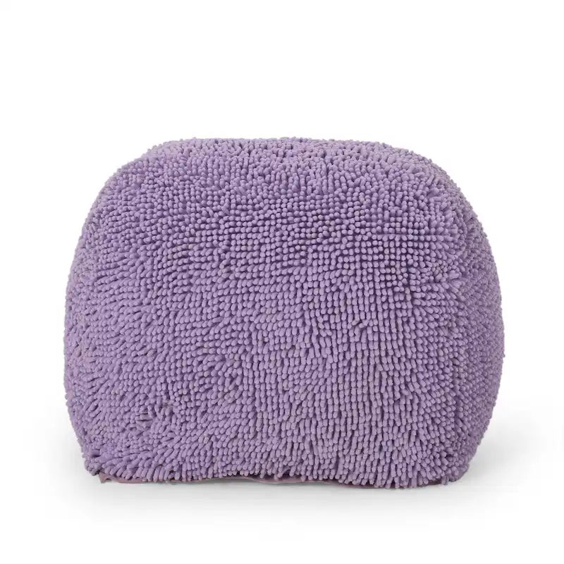 Pouf moderne en chenille microfibre avec housse amovible Jaune corail Lavande Anthracite