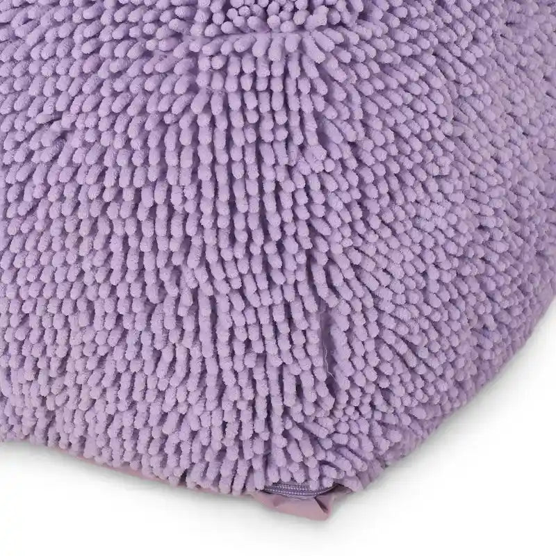 Pouf moderne en chenille microfibre avec housse amovible Jaune corail Lavande Anthracite