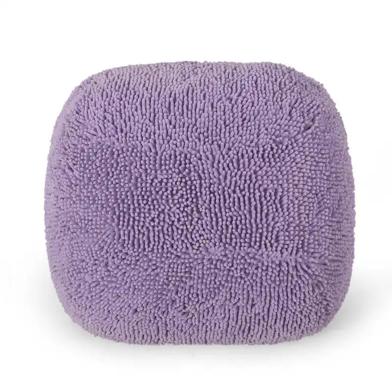 Pouf moderne en chenille microfibre avec housse amovible Jaune corail Lavande Anthracite