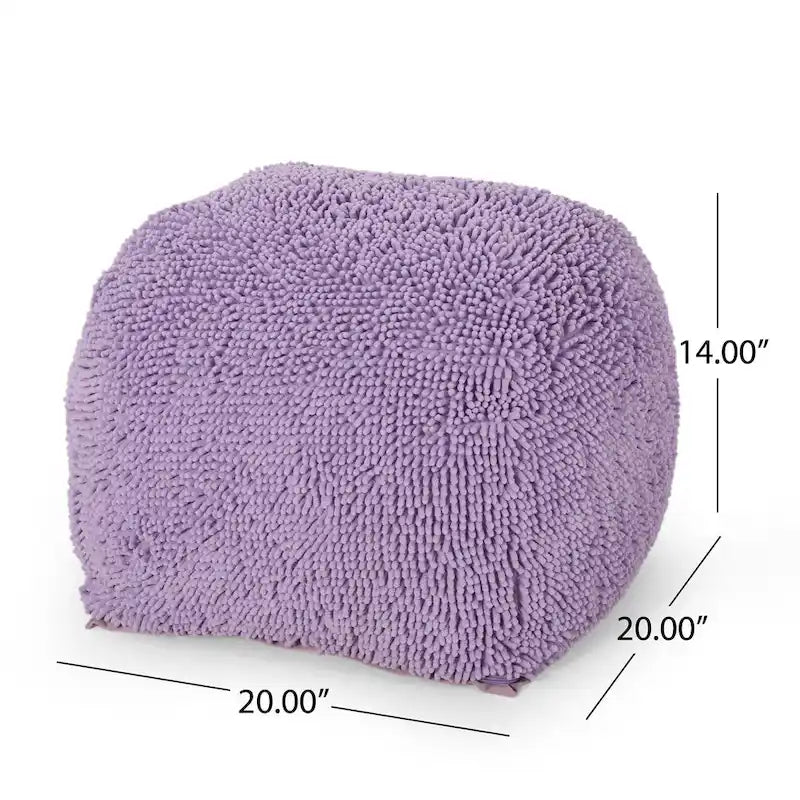 Pouf moderne en chenille microfibre avec housse amovible Jaune corail Lavande Anthracite