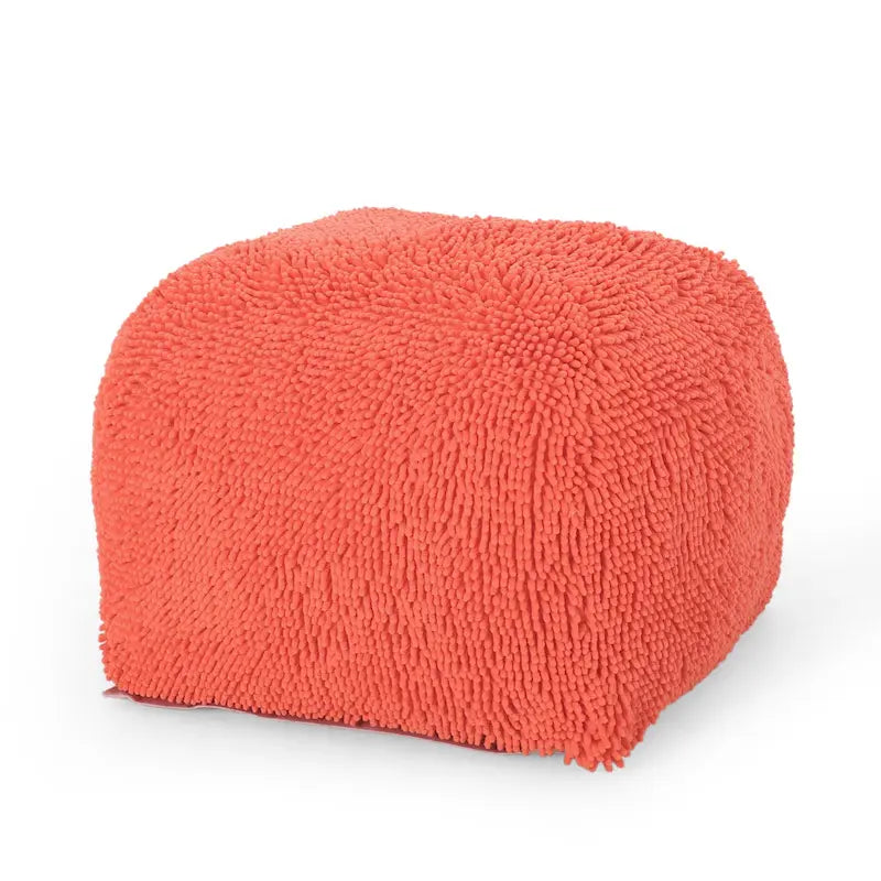 Pouf moderne en chenille microfibre avec housse amovible Jaune corail Lavande Anthracite