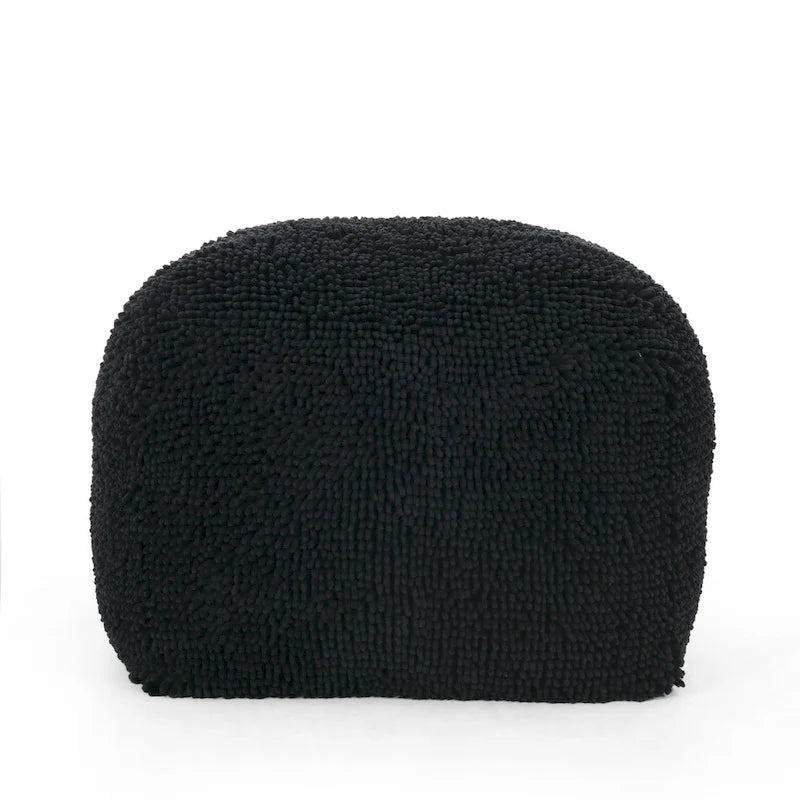 Pouf moderne en chenille microfibre avec housse amovible Jaune corail Lavande Anthracite