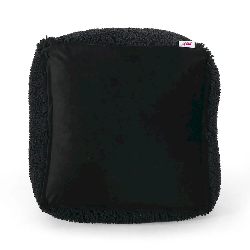 Pouf moderne en chenille microfibre avec housse amovible Jaune corail Lavande Anthracite