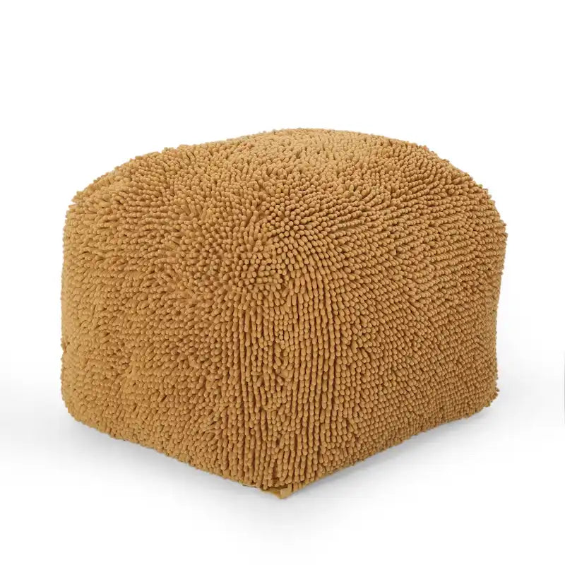 Pouf moderne en chenille microfibre avec housse amovible Jaune corail Lavande Anthracite