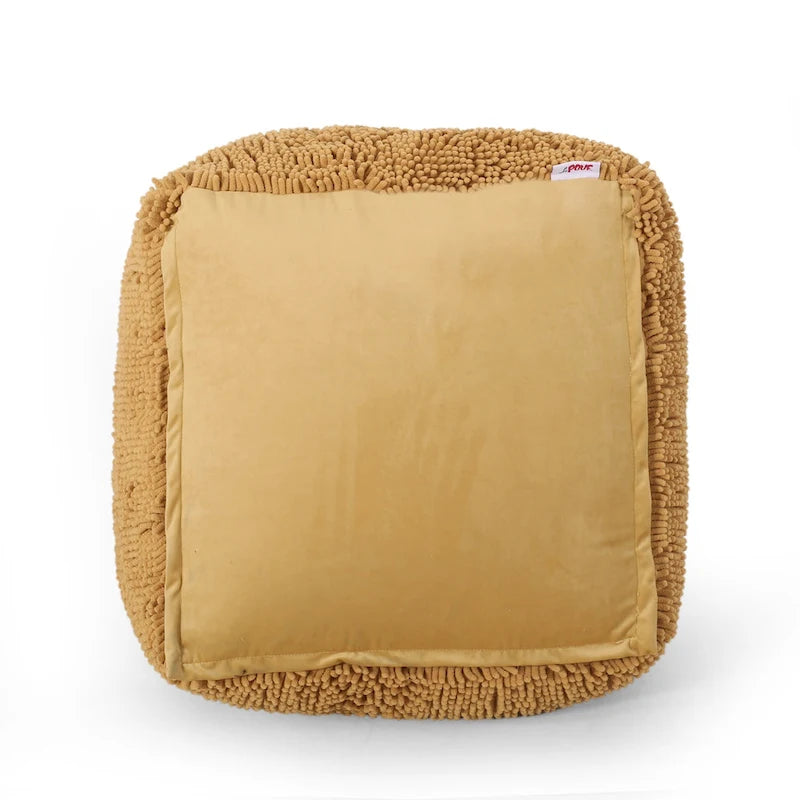 Pouf moderne en chenille microfibre avec housse amovible Jaune corail Lavande Anthracite