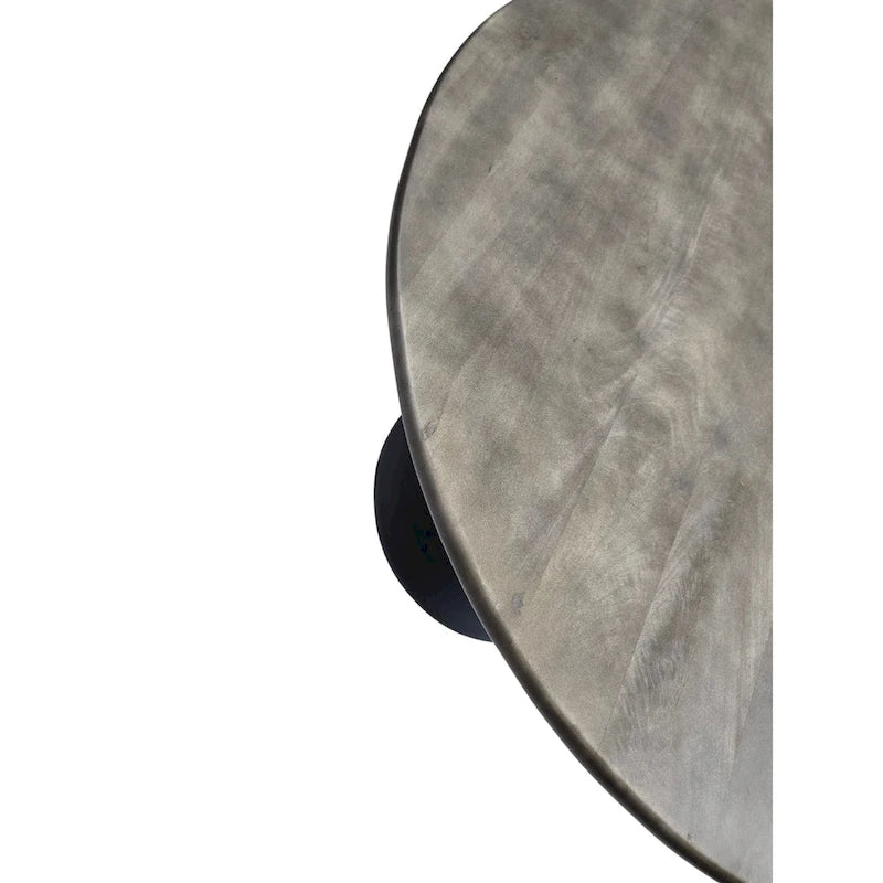Table à manger ronde de 102 cm en manguier massif avec pied tulipe, or antique d'orme