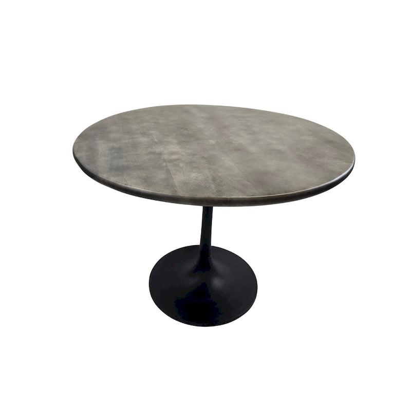Table à manger ronde de 102 cm en manguier massif avec pied tulipe, or antique d'orme