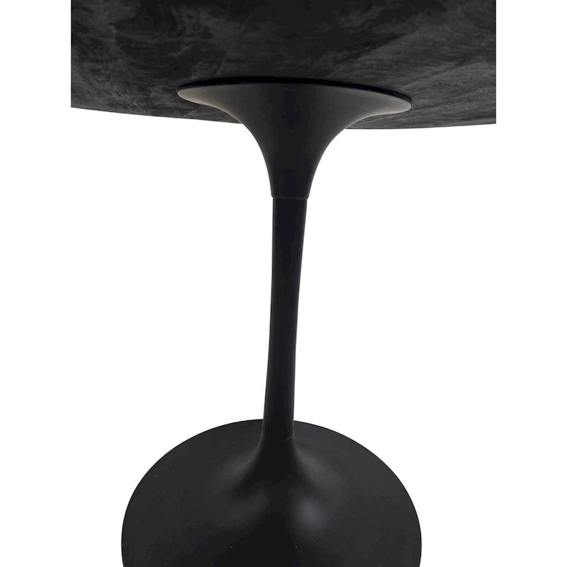 Table à manger ronde de 102 cm en manguier massif avec pied tulipe, or antique d'orme