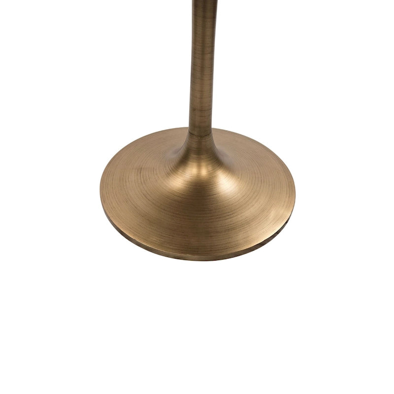 Table à manger ronde de 102 cm en manguier massif avec pied tulipe, or antique d'orme