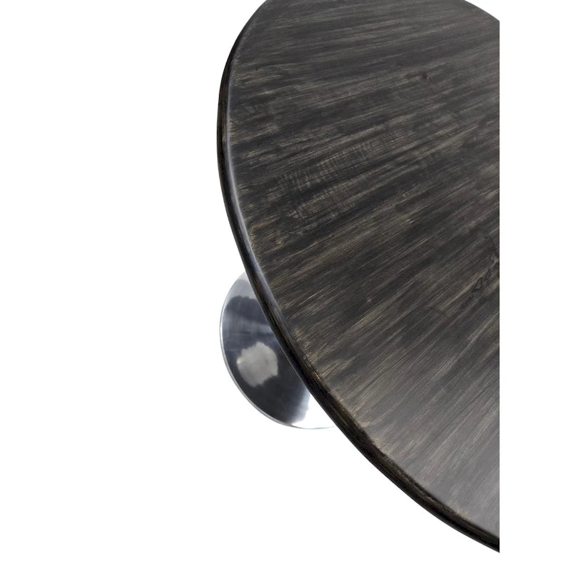 Table à manger ronde de 102 cm en manguier massif avec pied tulipe, or antique d'orme