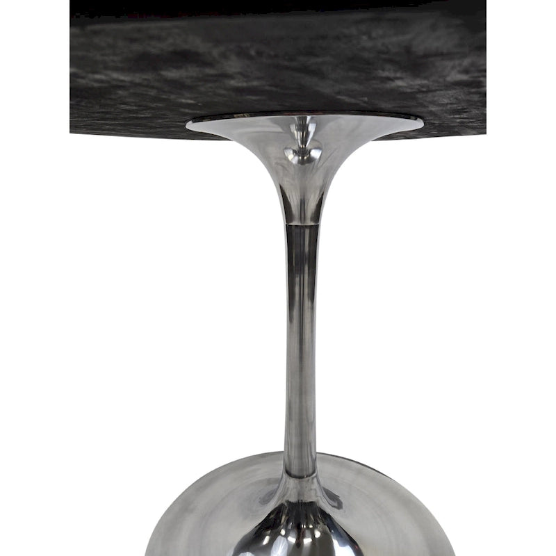 Table à manger ronde de 102 cm en manguier massif avec pied tulipe, or antique d'orme