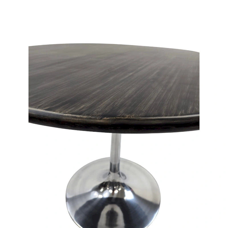 Table à manger ronde de 102 cm en manguier massif avec pied tulipe, or antique d'orme