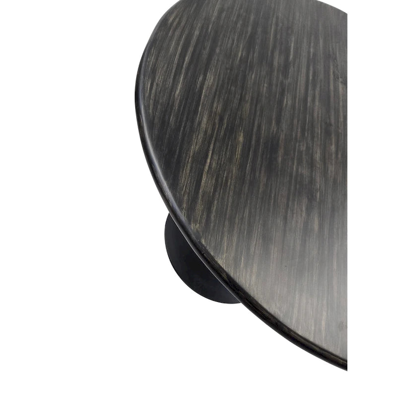 Table à manger ronde de 102 cm en manguier massif avec pied tulipe, or antique d'orme