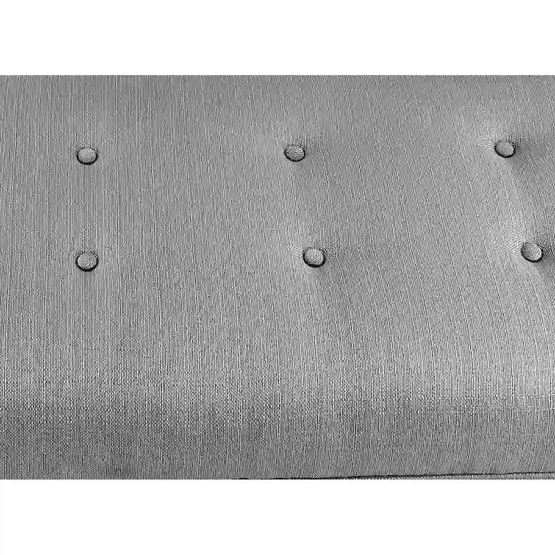 Banc de rangement en lin capitonné avec couvercle à vérin hydraulique, pieds en bois expresso