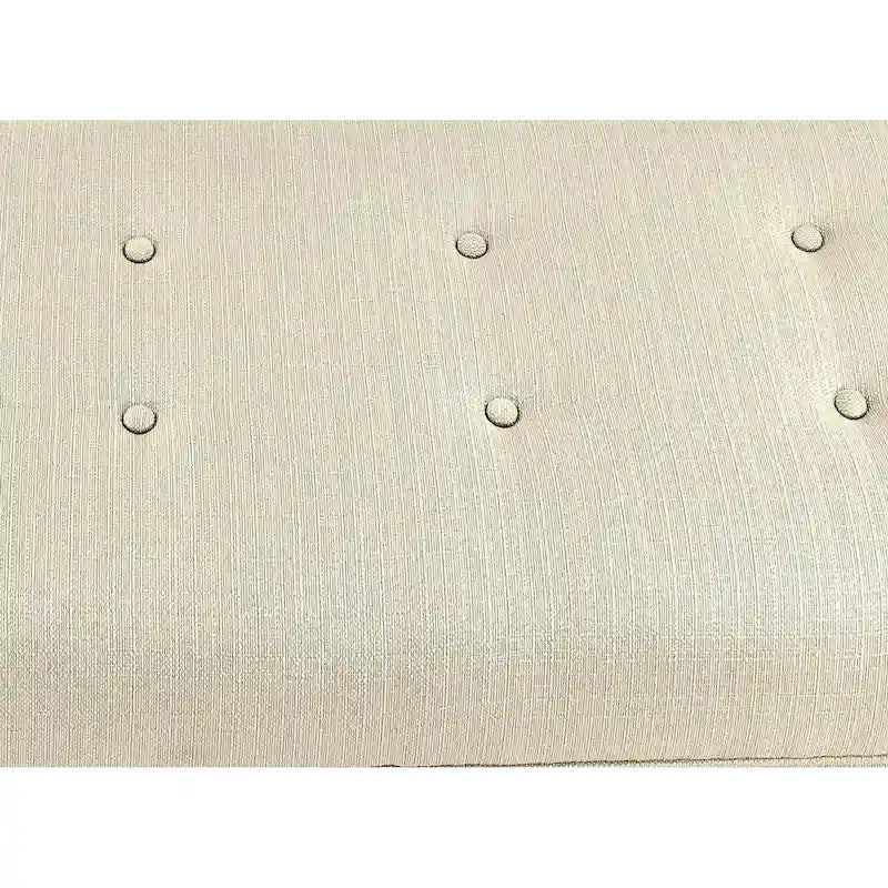 Banc de rangement en lin capitonné avec couvercle à vérin hydraulique, pieds en bois expresso