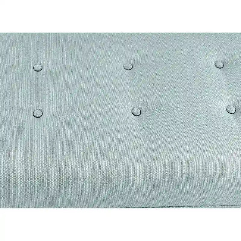 Banc de rangement en lin capitonné avec couvercle à vérin hydraulique, pieds en bois expresso