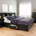 Cadre de lit plateforme King noir avec 6 tiroirs de rangement sous le lit