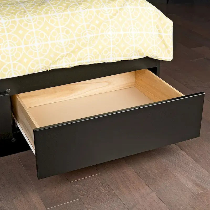 Cadre de lit plateforme King noir avec 6 tiroirs de rangement sous le lit