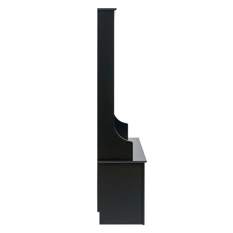 Arbre d'entrée noir avec casiers à chaussures, patères et banc de rangement