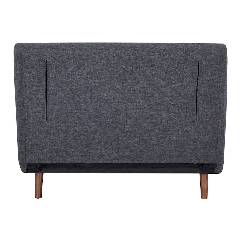 Fauteuil-lit convertible avec pieds en bois, capitonné, en faux lin, gris foncé