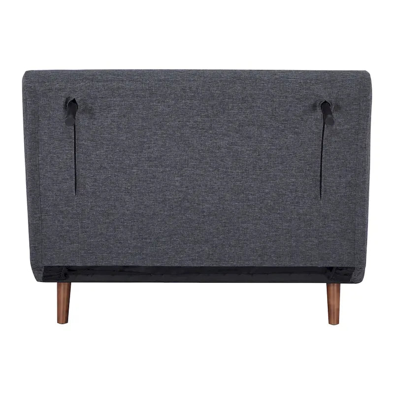 Fauteuil-lit convertible avec pieds en bois, capitonné, en faux lin, gris foncé