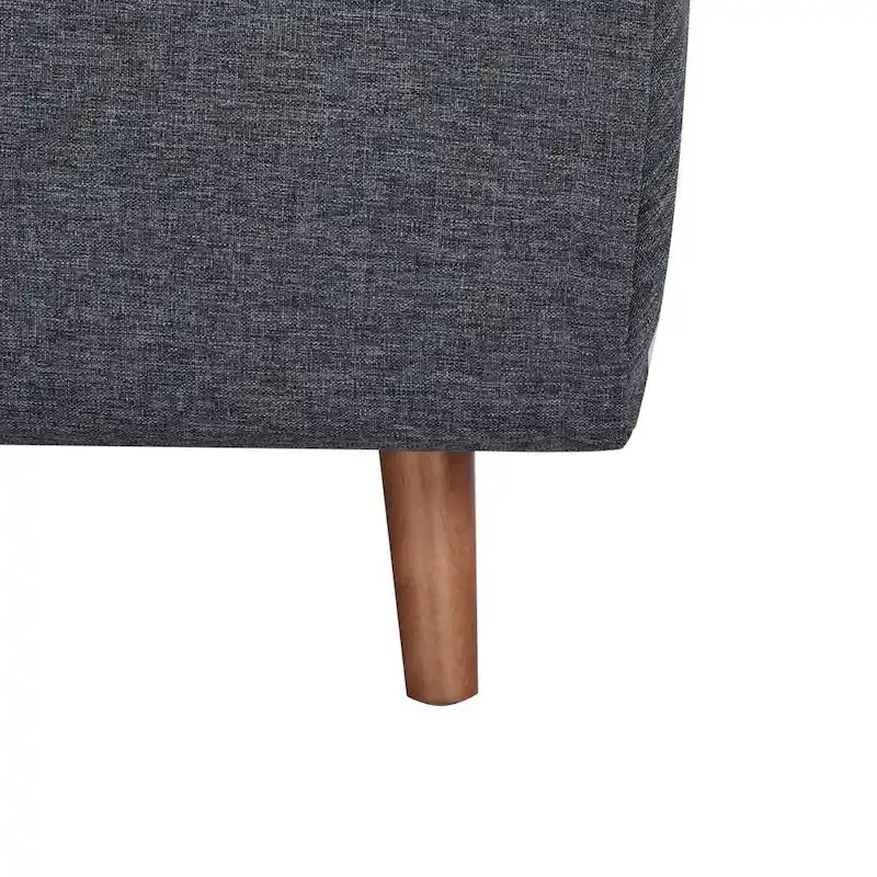 Fauteuil-lit convertible avec pieds en bois, capitonné, en faux lin, gris foncé