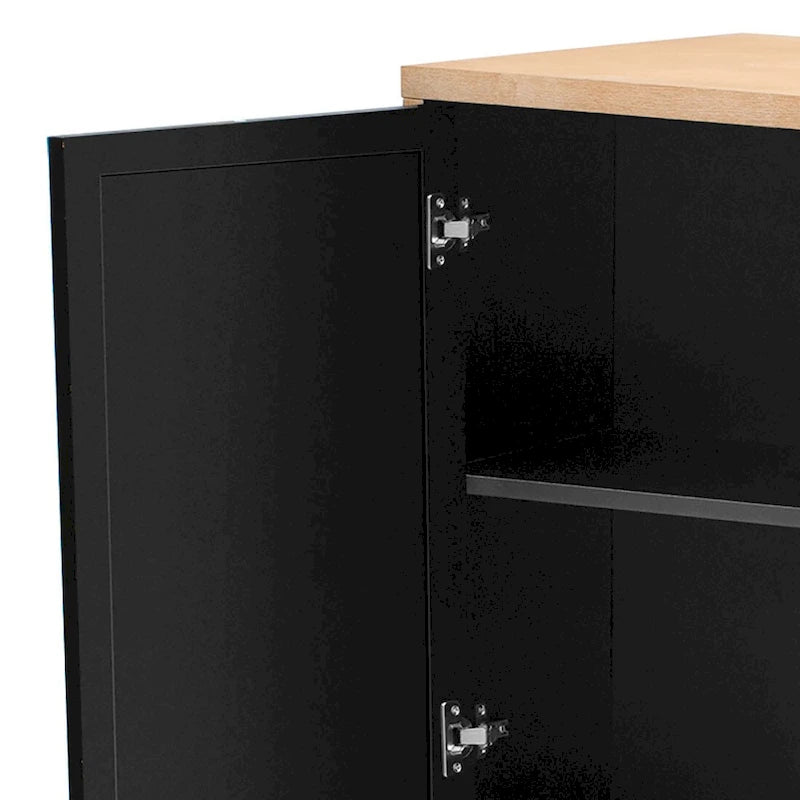 Buffet en bois et miroir avec portes miroir géométriques et pieds incurvés