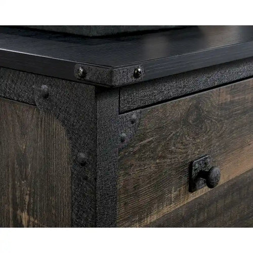 2-Drawer Lateral File Cabinet Carbon Oak Metal Frame
